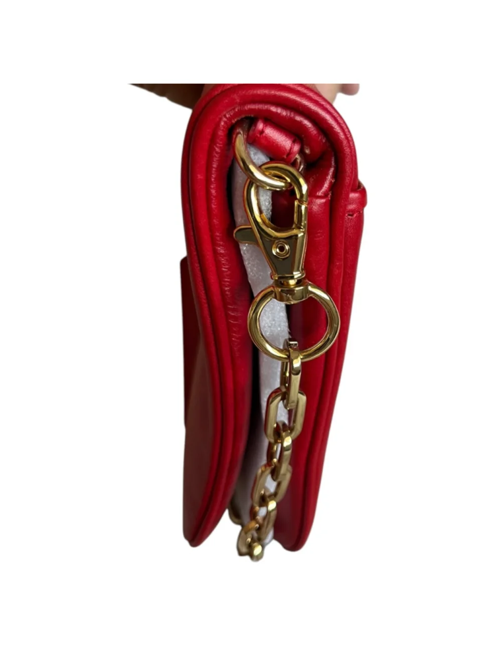 Tory Burch NWT Leather Clutch Bag CLAYTON REVA CLUTCH French Red